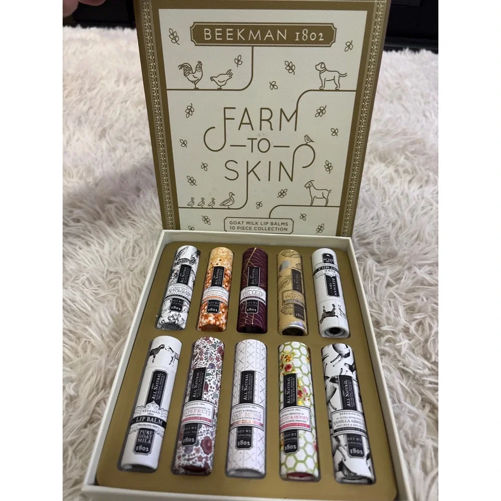 Beekman 1802 Farm to Skin Goat Milk Lip Balms 10 Piece Collection Set NEW In BOX